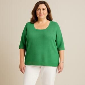 Chico's Vibrant Green Scoop Neck Sweater